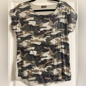 Crosby Sequin Camouflage Short Sleeve Top